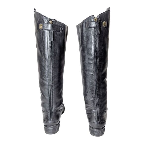 SAM EDELMAN Penny Black Leather Riding Boot Size 7M - Picture 5 of 10